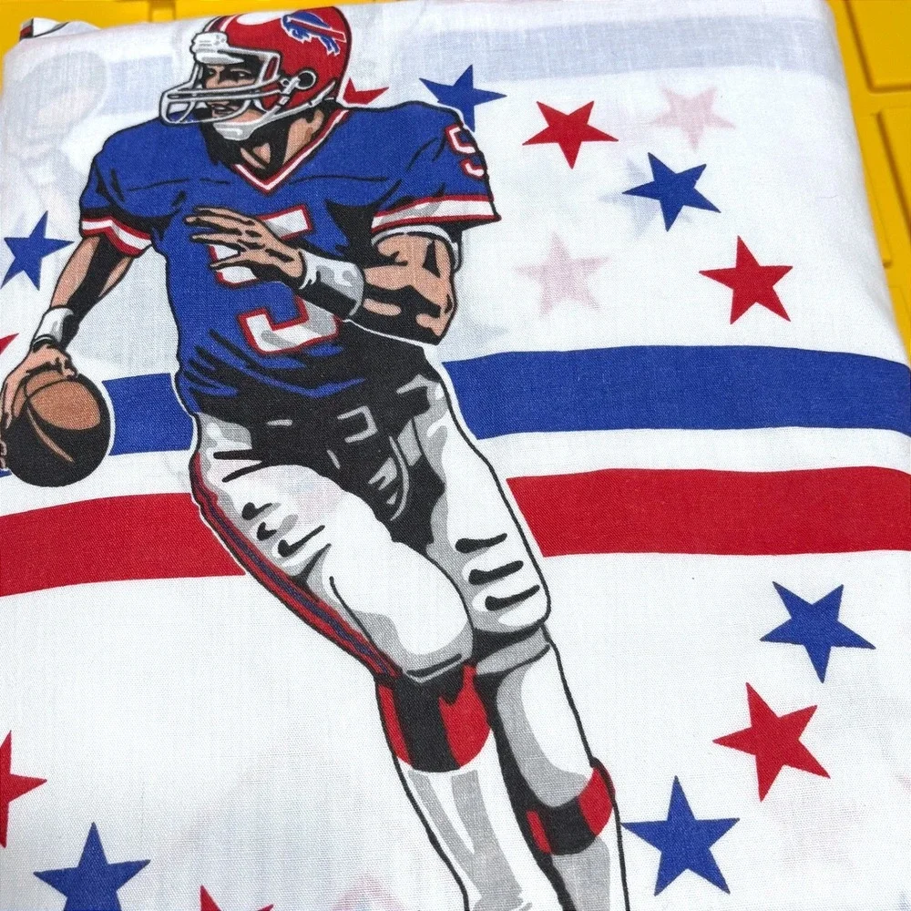 Vintage 1992 Buffalo Bills Jim Kelly NFL Twin Flat/Fitted Sheet
